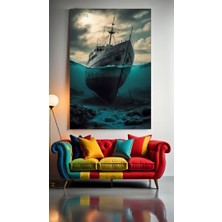 Özkacar Group Karaya Oturan Gemi V1 Ev Duvar Salon Güzellik Salonu Ofis Dükkan Dekarasyon Kanvas Tablo