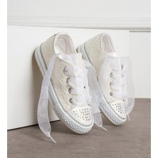 Surpie Shoes Kız Çocuk Günlük Dantelli Ayakkabı Işıklı Oval Taban Düz 21-30 Numara