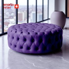 Smarto Relax Swiss Style  Puf Evolene Ayaksız Kapitoneli baby face Dekoratif 100x45 cm Ayaksız Kapitoneli Dekoratif puf(Mor)