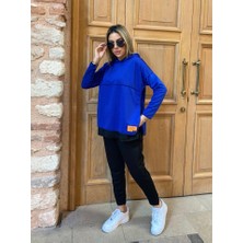 Ezel Glory Kadın Kapşonlu Etek Ucu Detay Armalı Ters Dikiş Gorunumlu Ikili Takım