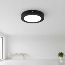 KDL423B Sıva Üstü Yuvarlak Siyah Kasa LED Panel 24W Beyaz Işık (Modern Tavan Lambası)