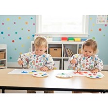 6-24AY, Family, Sıvı Geçirmez, Cepli, Makinede Yıkanabilir, Cırtlı, Uzun Kollu Bebek Mama Önlüğü