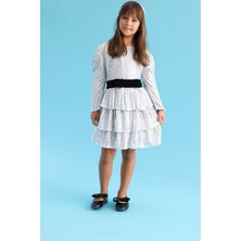 Le Mabelle Gümüş  Pullu Katlı Kız Çocuk Elbise - Liona