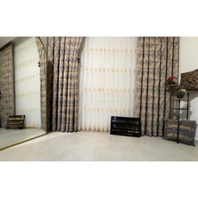 Nivemeshome Sinop 523 V-104 Altın Işlemeli 1/3 Sık Pileli Tül Perde Apm