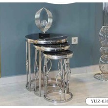 Mim Siyah Mermer - Gümüş Yumurta Zigon Sehpa