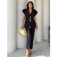 Ezel Glory Vatkalı Yelek Pantolon Ikili Takım