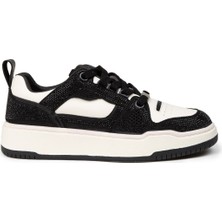 Deery Kadın Hakiki Deri Siyah Taş Detaylı Sneaker - 25359ZSYHC01