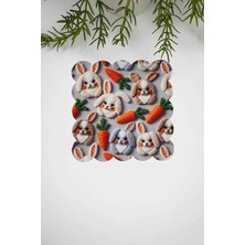 3D Tavşancık Desen Dijital Baskılı Lazer Kesim Kumaş Koktel Peçetesi 1 Adet