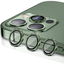 (Kaliteyi Bozmaz) iPhone 13 Pro Max / (Kaliteyi Bozmaz) iPhone 13 Pro Uyumlu Kamera Koruyucu Lens Yeşil Metal Çerçeveli