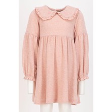 Kız Bebek Bebe Yaka Uzun Kollu Elbise - Pembe