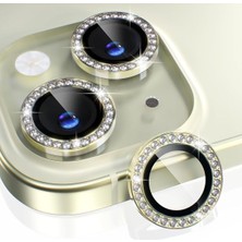 (Kaliteyi Bozmaz) iPhone 15 / 15 Plus Uyumlu Taşlı Kamera Lens Koruyucu