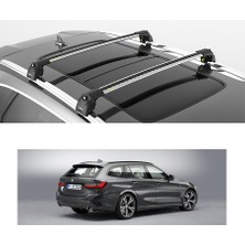 Turtle Air-2 Silver Kit, BMW 3 Serisi (G21) 3 Series Touring, Station, Estate için Portbagaj Tavan Ara Atkı Seti Gri