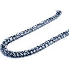 X-lady Accessories Kalın 6mm Sık Aralıklı Yassı Zincir Siyah Renk