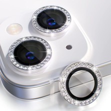 (Kaliteyi Bozmaz) iPhone 14 / 14 Plus Uyumlu Taşlı Kamera Gri Lens Koruyucu