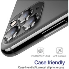 (Kaliteyi Bozmaz) iPhone 11 Pro Max / (Kaliteyi Bozmaz) iPhone 11 Pro Uyumlu Kamera Koruyucu Lens Mercek Siyah Metal Çerçeveli