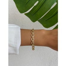 Xuping Özel Seri Tam Zirkon Taşlı Oval Şerit Gold Bileklik