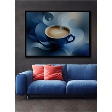 Çerçeve Görünümlü Mavi Kahve Rüyası Yağlı Boya Görünümlü Dekoratif Ahşap Ev/işyeri/ofis Kare Tablo