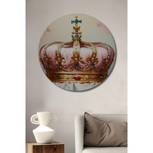 Pembe Rüya Taç Yağlı Boya Görünümlü Dekoratif Ahşap Ev/işyeri/ofis Yuvarlak Tablo