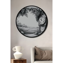 Çerçeve Görünümlü Üzüm Bağı Kara Kalem Görünümlü Dekoratif Ahşap Ev/işyeri/ofis Yuvarlak Tablo