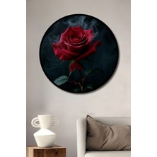 Çerçeve Görünümlü Dumanlı Güller Yağlı Boya Görünümlü Dekoratif Ahşap Ev/işyeri/ofis Yuvarlak Tablo