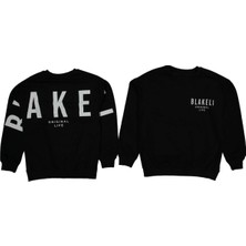 Erkek Çocuk /kız Çocuk Önü Arkası Blakeli Yazı Desenli Oversize Siyah Sweatshirt