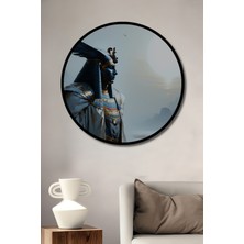 Çerçeve Görünümlü Firavun Tutankamon Yağlı Boya Görünümlü Dekoratif Ahşap Ofis Yuvarlak Tablo