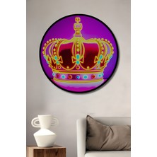 Çerçeve Görünümlü Neon Işıltılı Kraliçe Tacı Modern Sanat Ofis/salon Ahşap Dekoratif Yuvarlak Tablo