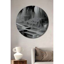 Beyaz Rüya Şehri Modern Sanat Dekoratif Ahşap Ev/işyeri/ofis Yuvarlak Tablo