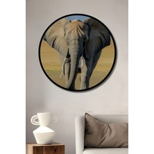Çerçeve Görünümlü Muhteşem Fil Yağlı Boya Görünümlü Dekoratif Ahşap Ev/işyeri/ofis Yuvarlak Tablo