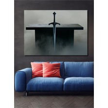 Efsanevi Kılıç Dekoratif Ahşap Görünümlü Ev/işyeri/ofis Kare Tablo