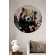 Kiraz Çiçekleri Arasında Kızıl Panda Yağlı Boya Görünümlü Dekoratif Ahşap Ev/işyeri/ofis Tablo