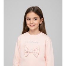 Fiyonk Detaylı Pembe Kız Çocuk Sweatshirt