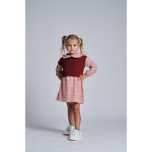 Triko Süveterli Fırfırlı Desenli Elbise Takım