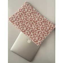 Baby Kangaroo Leopar Pembe-Kahverengi Peluş 13 inc -14 inc -15 Inç - 16 inc Bilgisayar Çantası, Laptop Kılıfı, Notebook Kılıfı