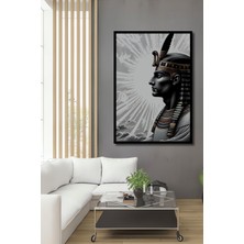 Çerçeve Görünümlü Antik Mısır Firavun Kara Kalem Görünümlü Dekoratif Ahşap Işyeri/ofis Kare Tablo