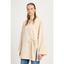 Kadın Taş Oversize Uzun Kimono Yumuşacık Modal Ceket 30006