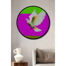 Çerçeve Görünümlü Uçan Beyaz Güvercin Modern Sanat Dekoratif Ahşap Ev/işyeri/ofis Yuvarlak Tablo
