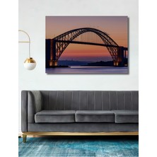 Göz Alıcı Köprü Manzarası Yağlı Boya Görünümlü Dekoratif Ahşap Ev/işyeri/ofis Kare Tablo