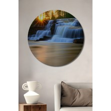 Şelale Altın Işıklar Dekoratif Ahşap Ev/işyeri/ofis Yuvarlak Tablo