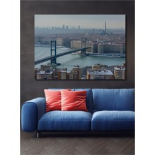 Istanbul Boğazı Köprüsü Kış Manzarası Yağlı Boya Görünümlü Dekoratif Ahşap Ev/işyeri/ofis Tablo