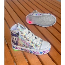 Surpie Shoes Labubu Kız Çocuk Ayakkabı, Düz Tabanlı Lame Hologram Günlük Ayakkabı, Bağcıklı ve Fermuarlı