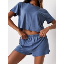 Merlot T-Shirt Şort Örme Pijama Takımı