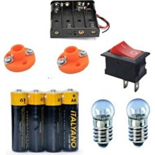 Elektirik Deney Seti, Mini Duy, Mini Ampul, Pil Yatağı, Aç- Kapa Anahtar, Kalem Pil