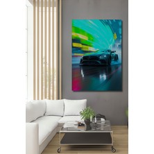 Neon Hız Tutkusu Modern Sanat Yağlı Boya Görünümlü Dekoratif Ahşap Ev/işyeri/ofis Kare Tablo