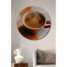 Dumanı Tüten Kahve Keyfi Yağlı Boya Görünümlü Dekoratif Ahşap Ev/işyeri/ofis Yuvarlak Tablo