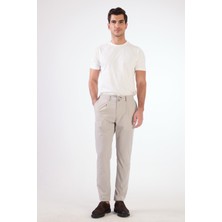 Gri Bağcıklı Pileli Jogger Erkek Pantolon