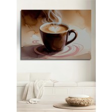 Sulu Boya Görünümlü Kahve Aşkı Dekoratif Ahşap Ev/işyeri/ofis Kare Tablo