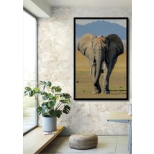 Çerçeve Görünümlü Muhteşem Fil Yağlı Boya Görünümlü Dekoratif Ahşap Ev/işyeri/ofis Kare Tablo