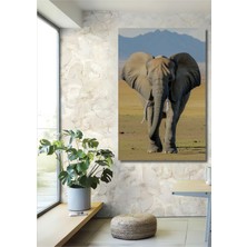 Muhteşem Fil Yağlı Boya Görünümlü Dekoratif Ahşap Ev/işyeri/ofis Kare Tablo