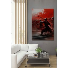Kızıl Samuraylar Yağlı Boya Görünümlü Dekoratif Ahşap Ev/işyeri/ofis Kare Tablo